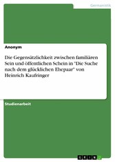 Die Gegensätzlichkeit zwischen familiären Sein und öffentlichen Schein in 'Die Suche nach dem glücklichen Ehepaar' von Heinrich Kaufringer