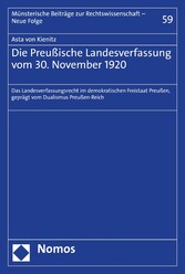 Die Preußische Landesverfassung vom 30. November 1920