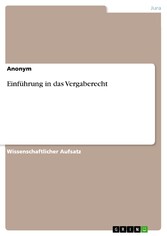 Einführung in das Vergaberecht