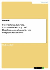 Unternehmensführung. Internationalisierung und Handlungsempfehlung für ein Beispielunternehmen