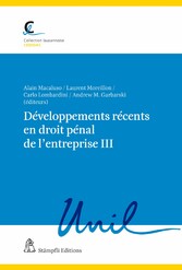 Développements récents en droit pénal de l'entreprise III