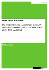 Die wirtschaftliche Machbarkeit eines 20 MW Power-to-Gas-Kraftwerks für die Jahre 2021, 2030 und 2040