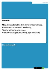 Modelle und Methoden der Werbewirkung. Kommunikation und Werbung, Werbewirkungsmessung, Werbewirkungsforschung, Eye-Tracking