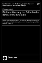 Die Europäisierung des Tatbestandes der Marktmanipulation