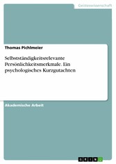 Selbstständigkeitsrelevante Persönlichkeitsmerkmale. Ein psychologisches Kurzgutachten