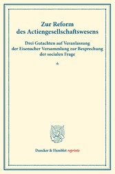 Zur Reform des Actiengesellschaftswesens.