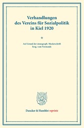 Verhandlungen des Vereins für Sozialpolitik in Kiel 1920.