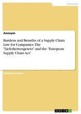 Burdens and Benefits of a Supply Chain Law for Companies. The 'Lieferkettengesetz' and the 'European Supply Chain Act'