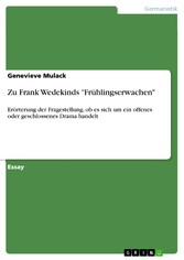 Zu Frank Wedekinds 'Frühlingserwachen'