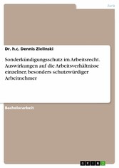 Sonderkündigungsschutz im Arbeitsrecht. Auswirkungen auf die Arbeitsverhältnisse einzelner, besonders schutzwürdiger Arbeitnehmer