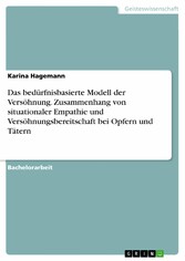 Das bedürfnisbasierte Modell der Versöhnung. Zusammenhang von situationaler Empathie und Versöhnungsbereitschaft bei Opfern und Tätern