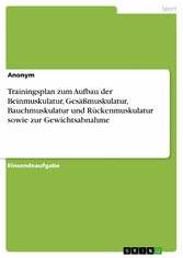 Trainingsplan zum Aufbau der Beinmuskulatur, Gesäßmuskulatur, Bauchmuskulatur und Rückenmuskulatur sowie zur Gewichtsabnahme