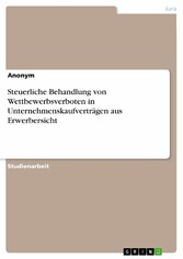 Steuerliche Behandlung von Wettbewerbsverboten in Unternehmenskaufverträgen aus Erwerbersicht