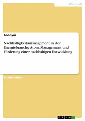 Nachhaltigkeitsmanagement in der Energiebranche Atom. Management und Förderung einer nachhaltigen Entwicklung