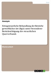 Ertragsteuerliche Behandlung der Betriebe gewerblicher Art (BgA) unter besonderer Berücksichtigung des steuerlichen Querverbunds