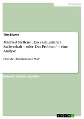 Manfred Steffens: 'Ein erstaunlicher Sachverhalt - oder: Das Problem' - eine Analyse