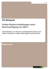 Online-Hauptversammlungen unter Berücksichtigung des ARUG