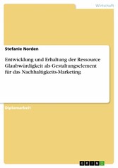 Entwicklung und Erhaltung der Ressource Glaubwürdigkeit als Gestaltungselement für das Nachhaltigkeits-Marketing