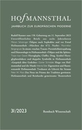 Hofmannsthal - Jahrbuch zur Europäischen Moderne