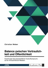 Balance zwischen Vertraulichkeit und Öffentlichkeit. Auswirkungen des presserechtlichen Auskunftsanspruchs auf die Vertraulichkeit der Mediation