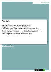 Die Pädagogik nach Friedrich Schleiermacher unter Annäherung an Rousseaus Vision von Erziehung. Analyse der gegenwärtigen Bedeutung