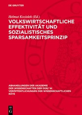 Volkswirtschaftliche Effektivität und sozialistisches Sparsamkeitsprinzip