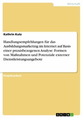 Handlungsempfehlungen für das Ausbildungsmarketing im Internet auf Basis einer praxisbezogenen Analyse: Formen von Maßnahmen und Potenziale externer Dienstleistungsangebote