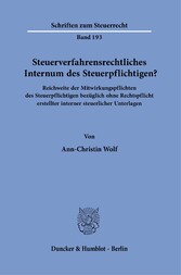 Steuerverfahrensrechtliches Internum des Steuerpflichtigen?