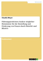 Führungspositionen: Analyse möglicher Hemmnisse für die Einstellung und Förderung von Frauen durch MuSchG und BErzGG