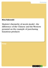 Maslow's hierarchy of needs model - the difference of the Chinese and the Western pyramid on the example of purchasing luxurious products