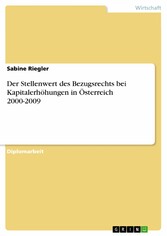 Der Stellenwert des Bezugsrechts bei Kapitalerhöhungen in Österreich 2000-2009