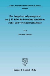 Das Zeugnisverweigerungsrecht aus § 52 StPO für besondere persönliche Nähe- und Vertrauensverhältnisse.