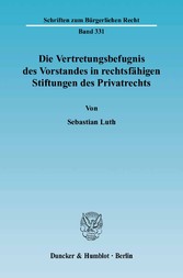 Die Vertretungsbefugnis des Vorstandes in rechtsfähigen Stiftungen des Privatrechts.