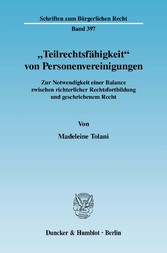 »Teilrechtsfähigkeit« von Personenvereinigungen.