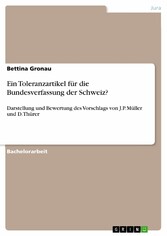 Ein Toleranzartikel für die Bundesverfassung der Schweiz?