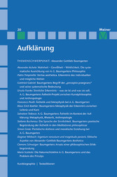 Aufklärung, Band 20: Alexander Gottlieb Baumgarten. Sinnliche Erkenntnis in der Philosophie des Rationalismus