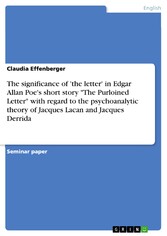 The significance of 'the letter' in Edgar Allan Poe's short story 'The Purloined Letter' with regard to the psychoanalytic theory of Jacques Lacan and Jacques Derrida