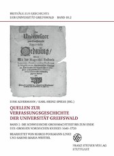 Quellen zur Verfassungsgeschichte der Universität Greifswald. Bd. 2