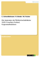 Die Anatomie der Weltwirtschaftskrise 1929. Ursachen,  Verlauf, Gegenmaßnahmen