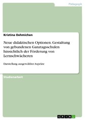 Neue didaktischen Optionen. Gestaltung von gebundenen Ganztagsschulen hinsichtlich der Förderung von Lernschwächeren