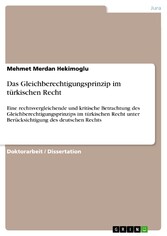 Das Gleichberechtigungsprinzip im türkischen Recht