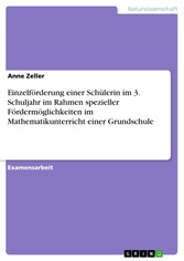 Einzelförderung einer Schülerin im 3. Schuljahr im Rahmen spezieller Fördermöglichkeiten im Mathematikunterricht einer Grundschule