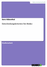 Entscheidungskriterien bei Risiko