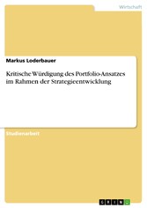 Kritische Würdigung des Portfolio-Ansatzes im Rahmen der Strategieentwicklung