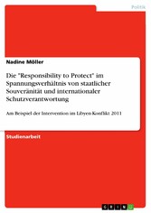 Die 'Responsibility to Protect' im Spannungsverhältnis von staatlicher Souveränität und internationaler Schutzverantwortung