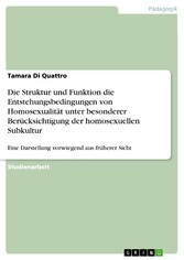 Die Struktur und Funktion die Entstehungsbedingungen von Homosexualität unter besonderer Berücksichtigung der homosexuellen Subkultur