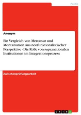 Ein Vergleich von Mercosur und Montanunion aus neofunktionalistischer Perspektive - Die Rolle von supranationalen Institutionen im Integrationsprozess