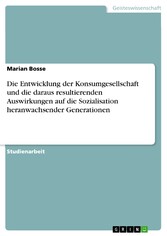 Die Entwicklung der Konsumgesellschaft und die daraus resultierenden Auswirkungen auf die Sozialisation heranwachsender Generationen