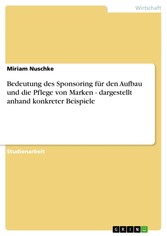 Bedeutung des Sponsoring für den Aufbau und die Pflege von Marken - dargestellt anhand konkreter Beispiele